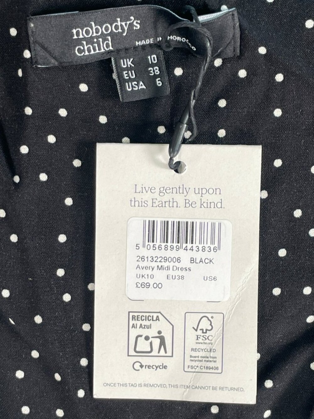 Nobodys Child Avery Black Polka Dot Midi Slit Casual Everyday Dress Sz US 6 NEW - Picture 7 of 10